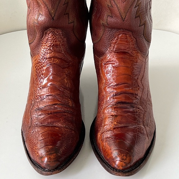 Lucchese 1883 Western Cowboy Boots Mens Brown Ostrich Leg Leather Size 9 Wide main image 8